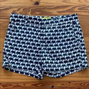 Banana Republic Milly Collection Elephant Print Navy and White Shorts